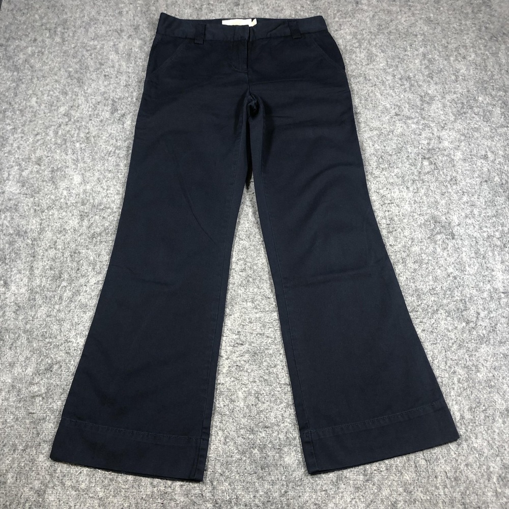 J.Crew Favorite Fit Pants Womens 2 Navy Blue Twill Chino Straight Leg Classic